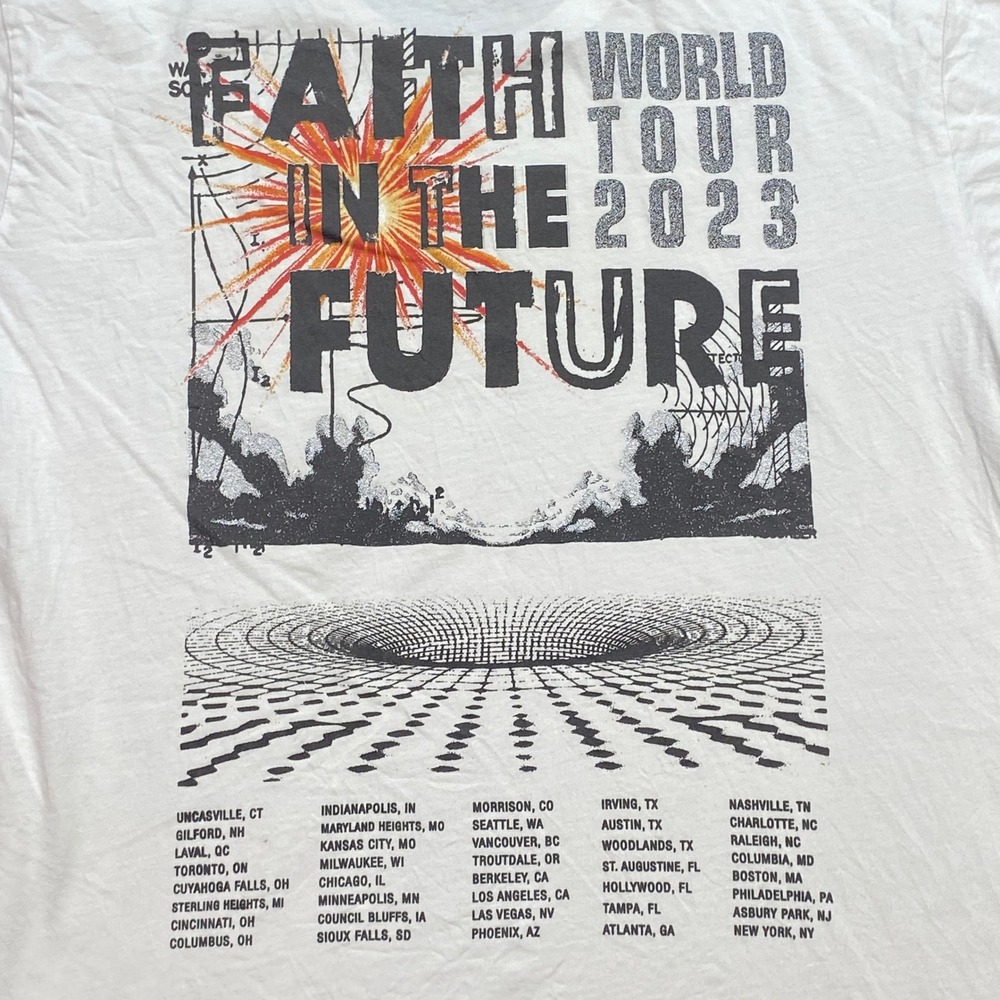 Louis Tomlinson Faith In The Future World Tour 2023 TShirt Sz L Mens White Band - Picture 7 of 10